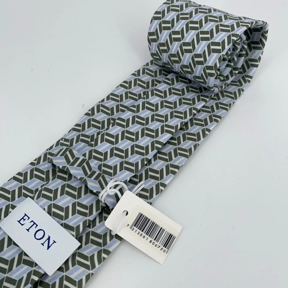 Eton Tie Mens One Size Multi Patterned Silk Classic‎ Luxury Necktie Italy Made